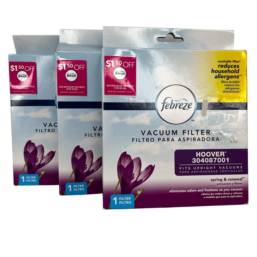 Lot of 3 Febreze Vacuum Filters Hoover 304087001 New